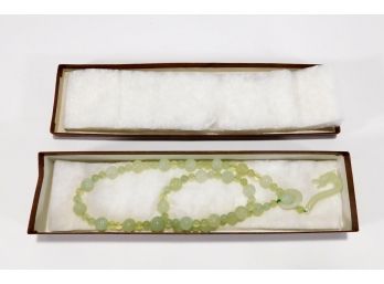 Original Vintage Jade Necklace With Horse Head Shaped Clock