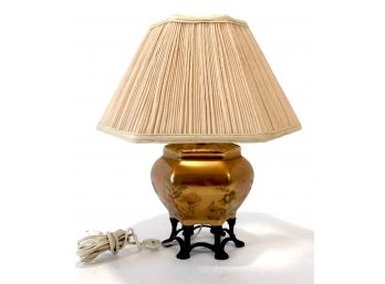 Vintage Lamp With Black Metal Footed Base