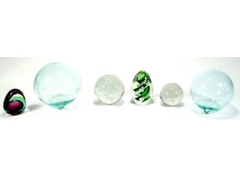 Lot Of Paperweights, And 2 Glass Floats