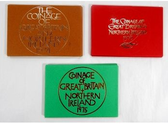 1973, 1974, 1975 Three Proof Sets Coinage Of Great Britain And Northern Ireland