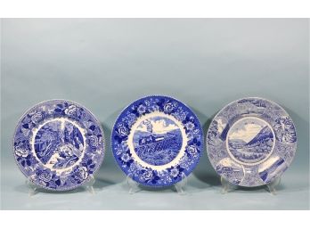 Set 3 Vintage Staffordshire New Hampshire Views Plates  10'