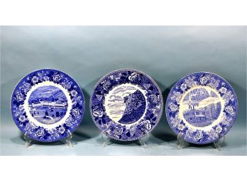 Set 3 Vintage Staffordshire New Hampshire Views Plates  10'
