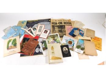 Estate Paper Lot: Folding Maps, Booklets, Calendars, Etc.