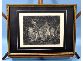 Original A.P. Martial (1827-1883) Forest Engraving 'Fontainebleau'