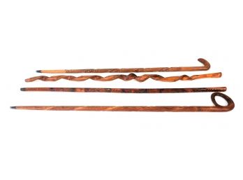 Lot Of 4 Vintage Carved Canes