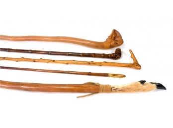 Lot 5 Vintage Canes/walking Sticks