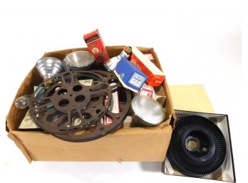 Large Vintage Projector Lamp & Slade Tray Lot