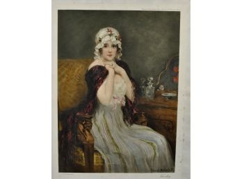 Original 1920 Print Gabriel Nicolet 'Timidity' Girl Portrait For Framing