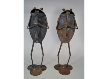 Pair Of Metal Garden Frogs