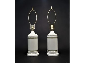 Pair Ceramic Cylinder Lamps