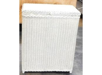 Vintage White Wicker Hamper