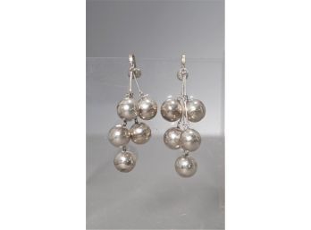 Vintage Mid Century Modern Ball Earrings In Sterling Silver