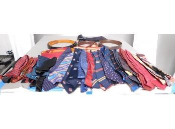 Lot Of Men's Ties, Bowties, And Belts