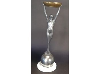 Vintage Art Deco Nude Girl Standing Ashtray