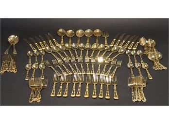 Mixed Lot Gold Tone Flatware - 114 Pieces