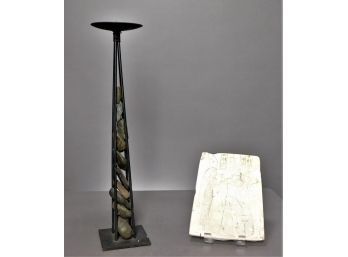 Pillar Candle Holder And Decorative Plaque