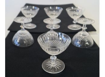 Set Of 7 Vintage Cut Glass Champagne Glasses