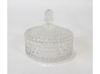 Vintage Westmoreland American Hobnail Clear Round Powder Puff Box W/Lid