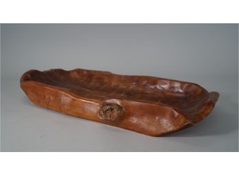 Large Primitive Wood Trencher Bowl