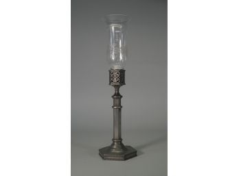 Tall Pewter Candle Holder With Etched Glass