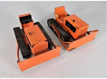 Two Vintage Metal Tonka Bulldozers