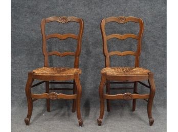 Pair Of Vintage Rush Seat Chairs