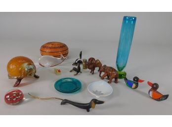 Lot Of Glass, Wood, And Metal Items