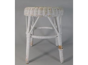 White Wicker Stool