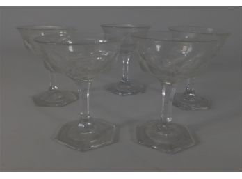 Lot Of 5 Glass Dessert Glasses
