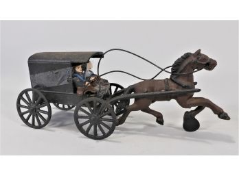 Vintage Cast Iron Amish Horse & Buggy