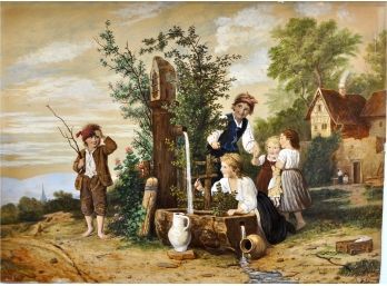 Charming Antique Hand Finished German Print