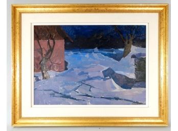 Konstantin LOMYKIN (1924 - 1993) Ukrainian Soviet Social Realism Oil 'at Night' With COA