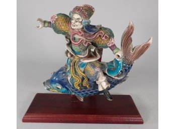 Ceramic Chinese Roof Tile Man On Fish