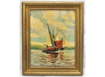 Vintage SALT Oil Painting - Sail Boats
