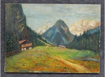 Large Vintage European Landscape Oil Painting- Signed