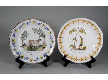 Pair Vintage VEZELAY Art Pottery Plates France