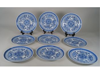 Set Of 10' Blue And White Plates