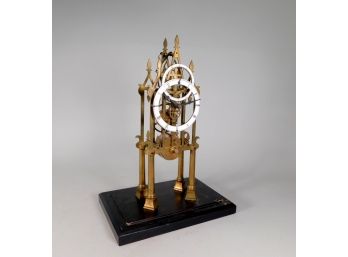 Antique Brass Cathedral Skeleton Clock