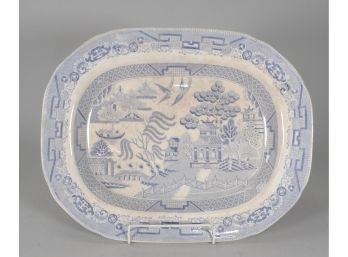 Asian Inspired Large Blue And White Platter
