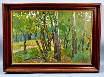 Victor GAIDUK (1926 - 1992) Soviet Social Realism Oil Forest