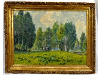 Vasiliy KIKINEV (B. 1930) Soviet Social Realism Oil Painting Forest Meadow