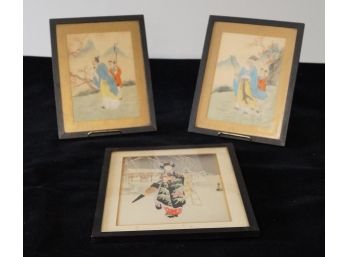 3 Framed Woodblock Asian Prints