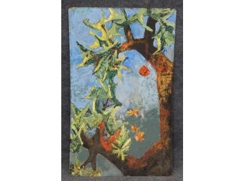 Large Vintage Abstract Tree Oil Painting