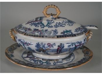 Covered Soup Tureen With Plate And Ladle