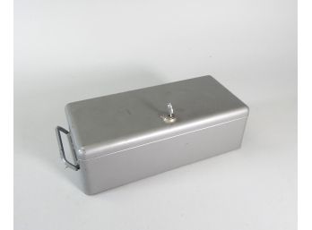 Vintage Locking Cash Box Money Small Steel Lock Security Safe Storage