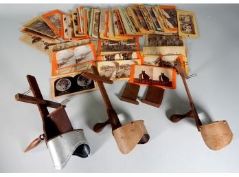 Lot 88 Antique Stereoview Cards With 3 Stereoscopes
