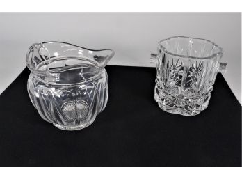 Stunning Cut Glass/crystal Ice Bucket & Glass Water Pitcher