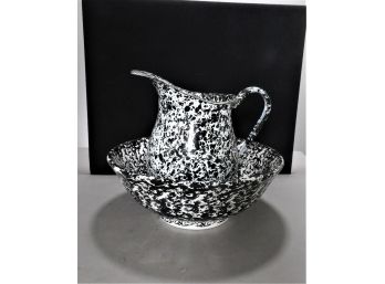 Black & White Splatterware Pitcher & Bowl