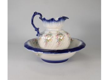 Beautiful English Porcelain Water Basin & Pitcher