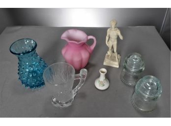 Misc. Lot Of Glass And A David Statue